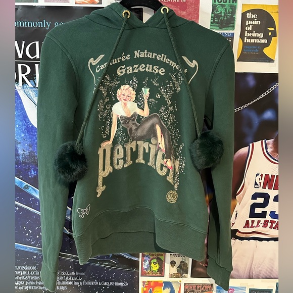 PERRIER water women's vintage style rhinestone graphic sweater by fixed design - Picture 2 of 8